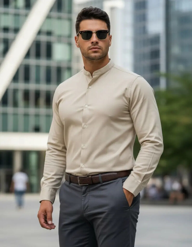 Camisa Mao Hombre Elegante Elastizada Premium