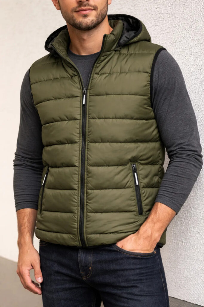 Chaleco Inflable Hombre Capucha Desmontable Abrigo Premium