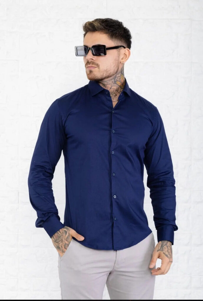 Camisa Elastizada Hombre Slim Fit 100% Algodon Premium
