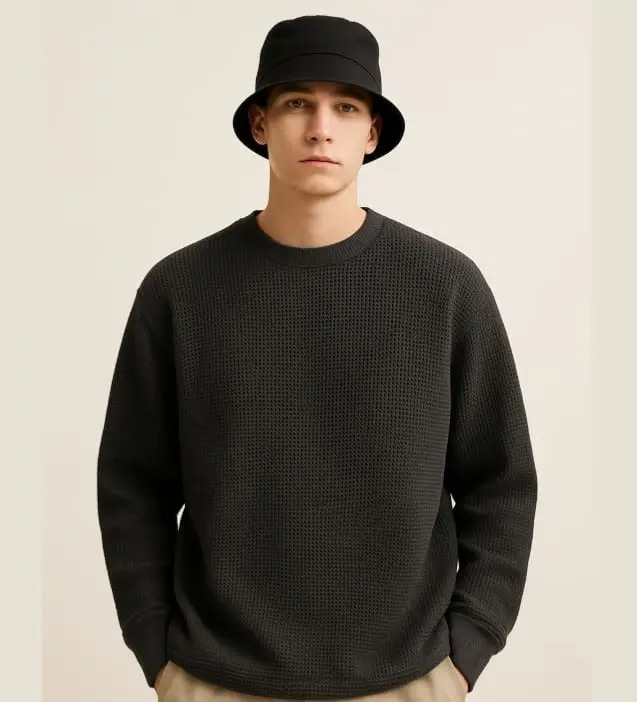 Sweater Wafle Oversize Camista Liviana Hombre Media Estacion