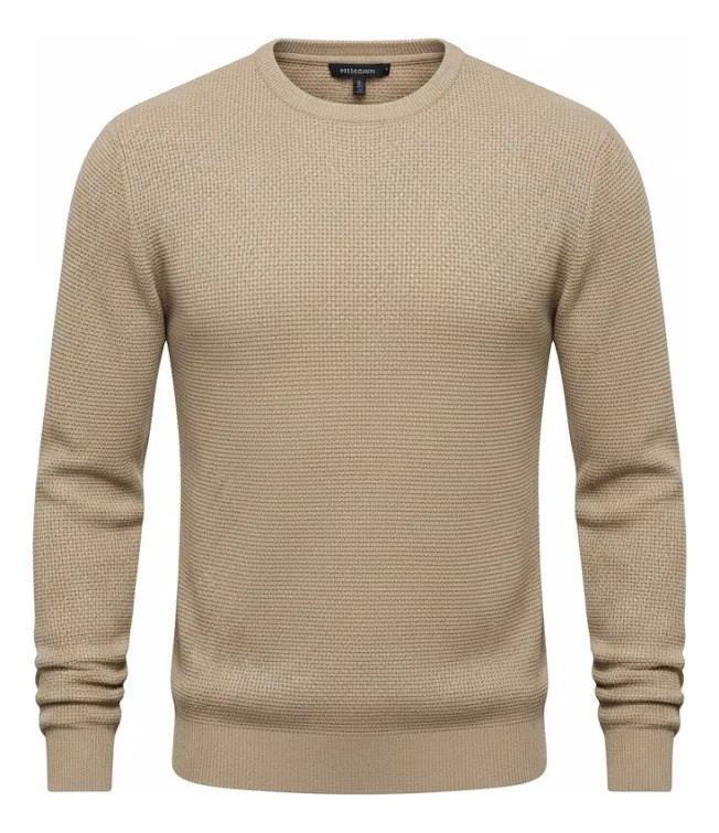 Sweater Waffle De Hombre Buzo Cuello Redondo Media Estacion